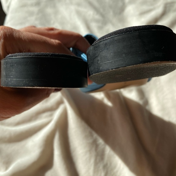 ZARA Trafaluc Teal Blue Satin Pointed Toe Mules – Ruched Slip-On Heels - Picture 7 of 10